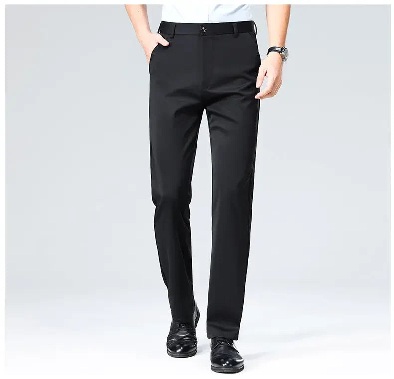 Men's Stretchy Casual Pants Business Suit Pants Spring Summer Breathable Dress Pants Full Length Homme Work Trousers