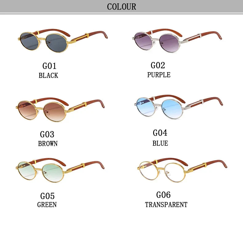 Oval Sunglasses Women 2024 Trendy Designer Wooden Sunglasses Men Luxury Fashion Glasses Vintage Lentes De Sol Mujer Zonnebril