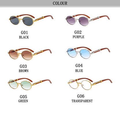Oval Sunglasses Women 2024 Trendy Designer Wooden Sunglasses Men Luxury Fashion Glasses Vintage Lentes De Sol Mujer Zonnebril