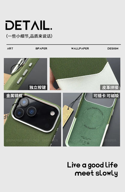 Case For iPhone 17 Pro Max Air Leather and Fabric Splicing Texture Card Insertion Magnetic Phone Cover For iPhone 17 Pro Shell