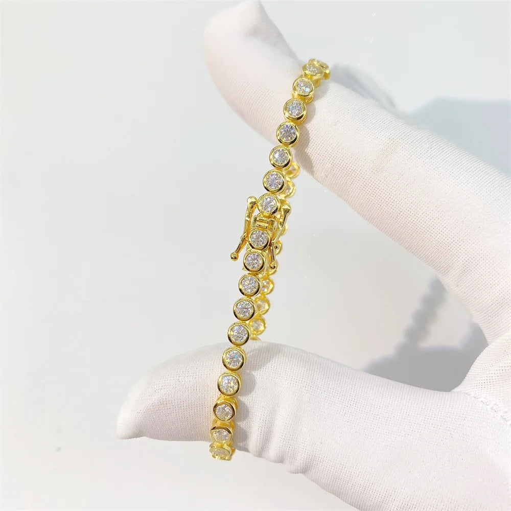 GRA Certified D Color 2-3mm Full Moissanite Tennis Bracelet For Women S925 Silver Plated 18K Bubble Diamond Link Bracelets