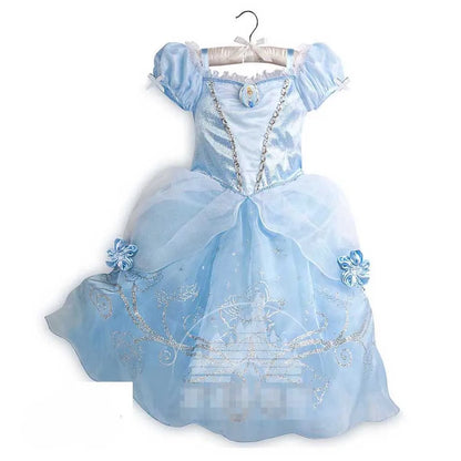 Muababy Princess Dress for Girls Aurora Belle Elsa Jasmine Cosplay Costume Party Halloween Carnival Outfit Kids 2-8Y Vestido