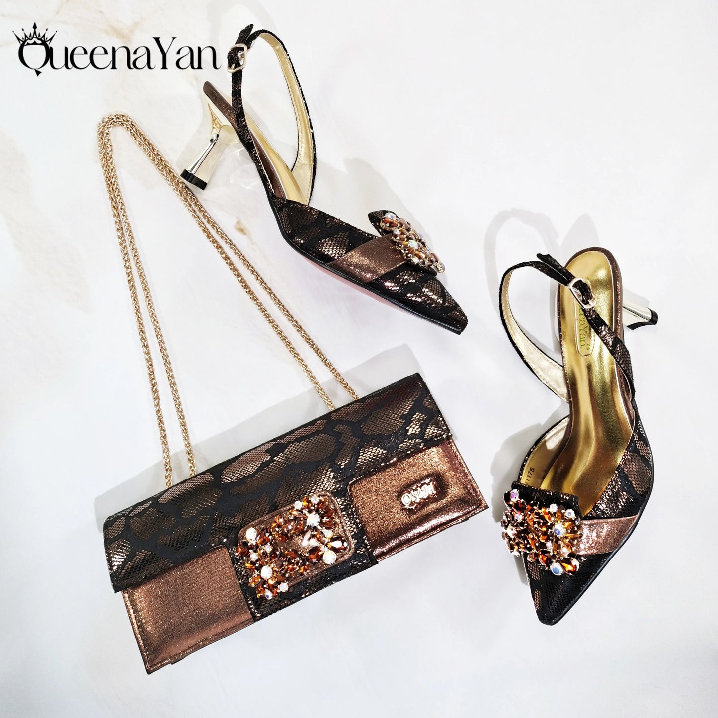 2025 Wine Colour Wedding Women High Heels for Italian Design Shoes and Bag Rhinestone Decorate Pointed-Toe Gorgeous Parties