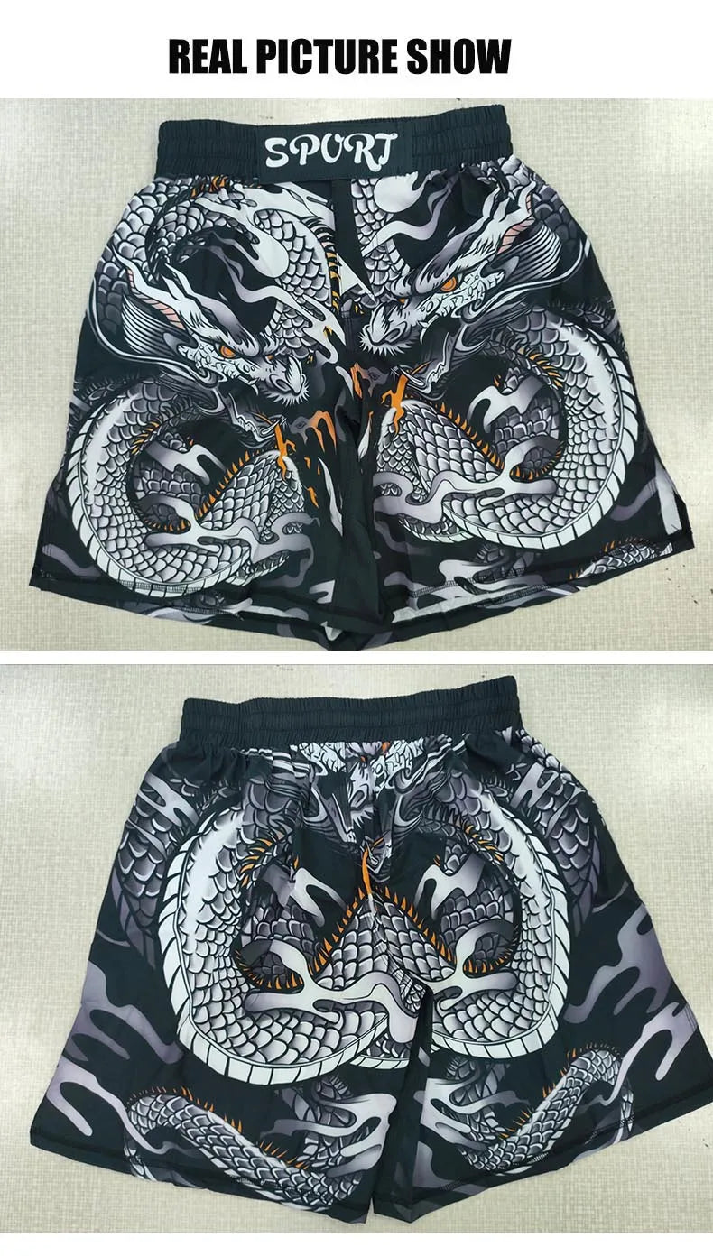 Training Fight Shorts Men's Boxing MMA Combat BJJ Grappling Fitness Muay Thai Kickboxing No Gi Shorts With Sublimation Printed