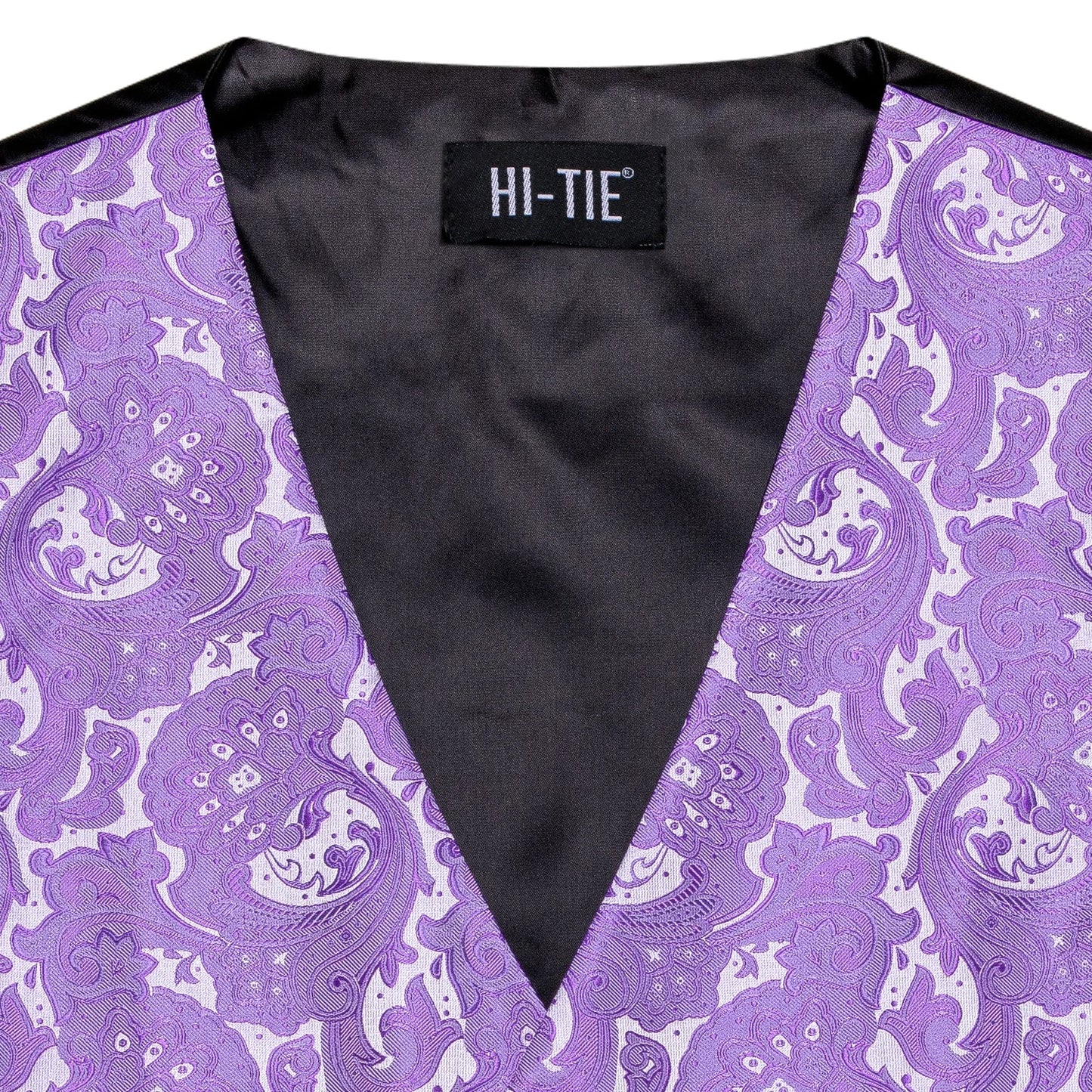Elegant Purple Silk Mens Vests Tie Fashion Paisley Jacquard Sleeveless Jacket 4PC Hanky Cufflink Paisley Suit Waistcoats Wedding