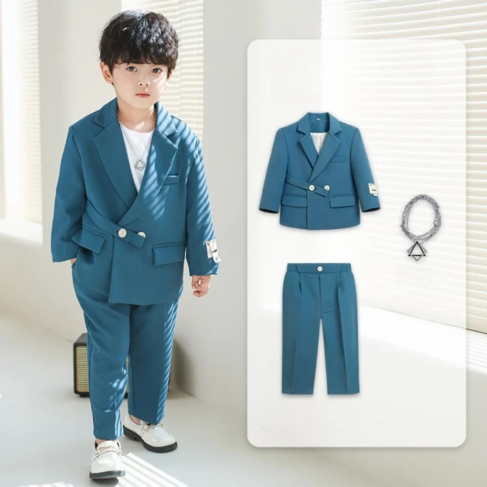 Handsome Kids Casual Suits 3 Pieces Stage Performance Wear,Spring Autumn Boys Suit Set Holiday Outfit 80-150cm