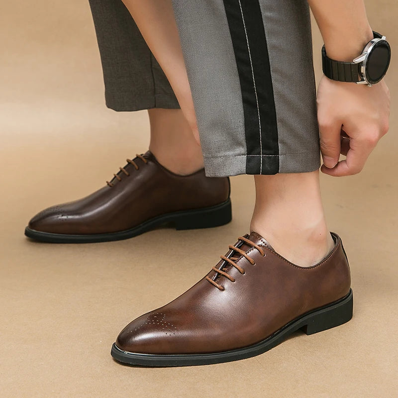 Men's Genuine Leather Dress Shoes Classic Oxford Soft Comfortable Lining Non-Slip Rubber Sole Business Office Formal Occasions