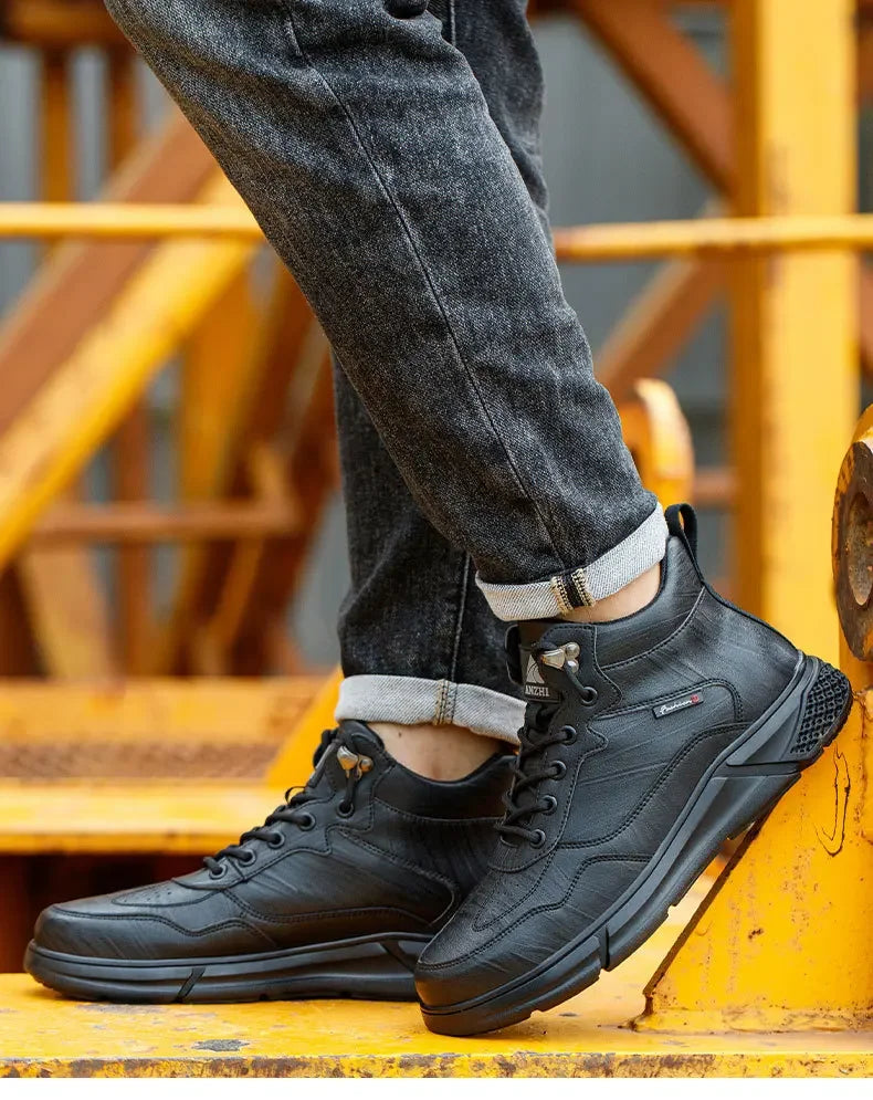 Comfortable safety sneaker for men winter anti-slip boots man construction indestructible black work boots steel nose work shoes