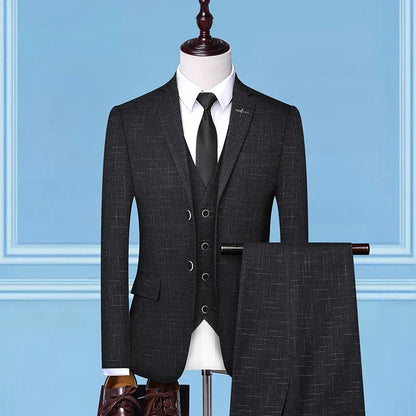 Mens Fashion Wedding Smart Casual 3 Piece Suit British Style High Quality Jacket Vest Trousers European American Banquet Look
