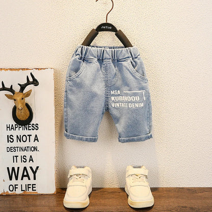 Fashion Baby Boys T-Shirt + Denim Shorts Sets 0-6 Years Old Summer Little Children's Girls Clothing Suits