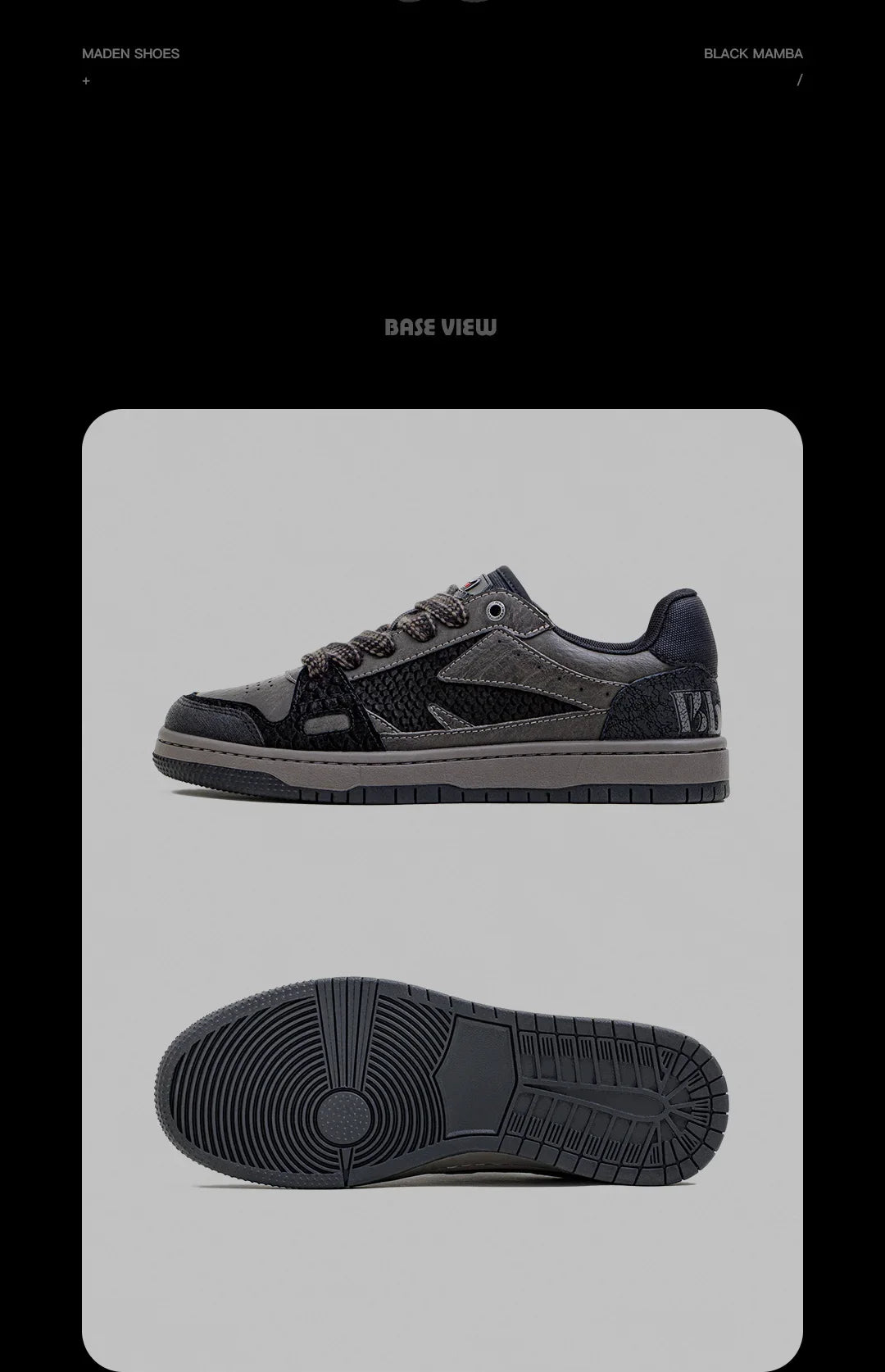 Casual Snake Year Black Mamba Men's Sneakers Low-Top Flat Sole Versatile Black Shoes for Spring Autumn Skateboarding Shoes