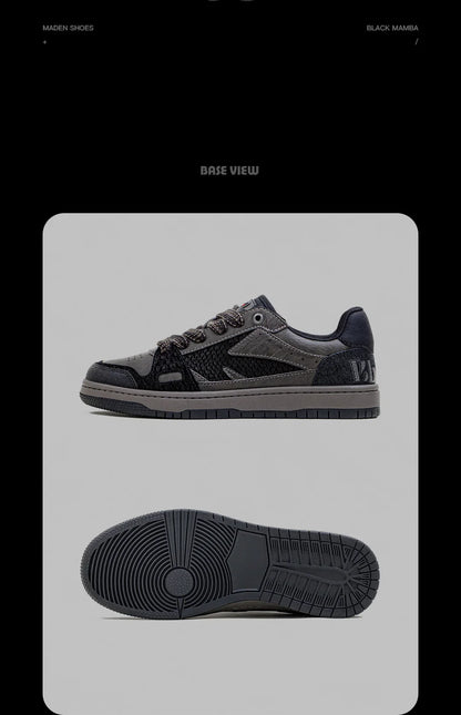 Casual Snake Year Black Mamba Men's Sneakers Low-Top Flat Sole Versatile Black Shoes for Spring Autumn Skateboarding Shoes