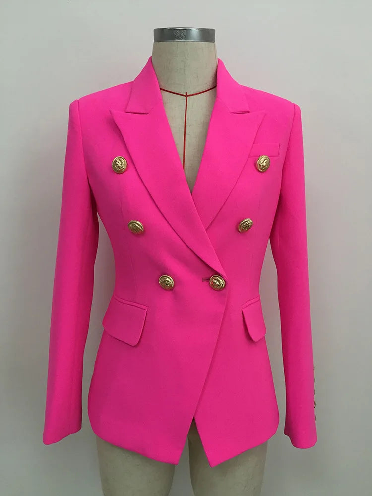 TOP QUALITY New Fashion 2026 Designer Jacket Women's Classic Double Breasted Metal Lion Buttons Blazer Outer Size S-5XL
