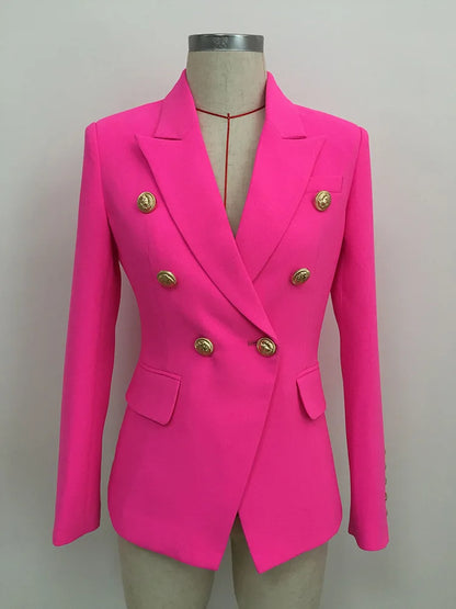 TOP QUALITY New Fashion 2026 Designer Jacket Women's Classic Double Breasted Metal Lion Buttons Blazer Outer Size S-5XL