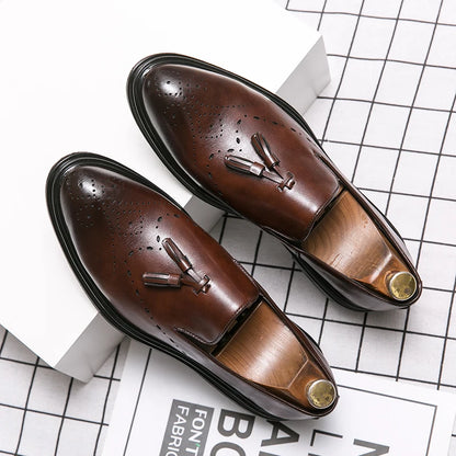 Brand Mens Leather Office Flats Wedding Banquet Luxury Loafers Comfortable Designer Oxfords Business Formal Korean Shoes for Men