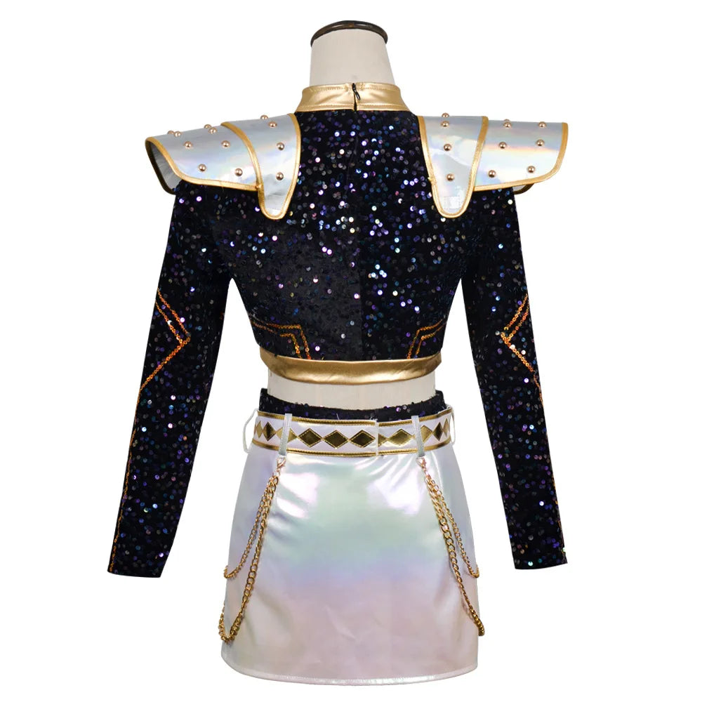 Hot Selling Korean Style Woman Suit Halloween Cosplay Hot Woman Show Costume Black Shiny Suit Halloween Birthday Party Costume