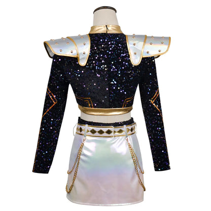 Hot Selling Korean Style Woman Suit Halloween Cosplay Hot Woman Show Costume Black Shiny Suit Halloween Birthday Party Costume