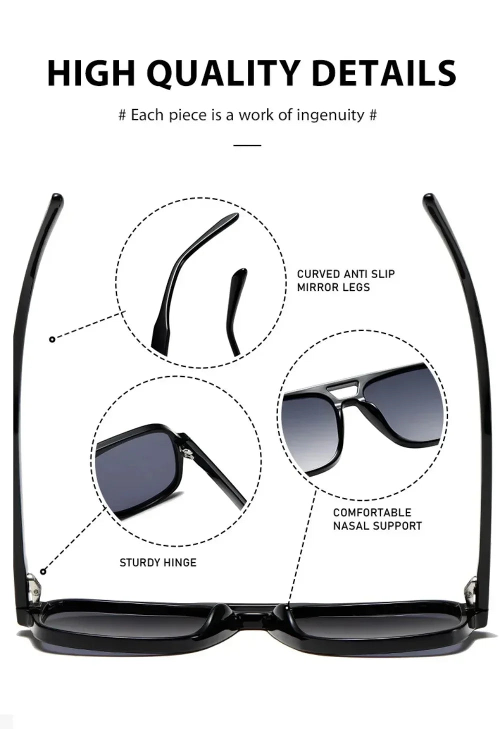 Double Bridge Square Aviator Sunglasses - UV400 Vintage Pilot Style, Retro Classic Sun Glasses for Men Women Unisex