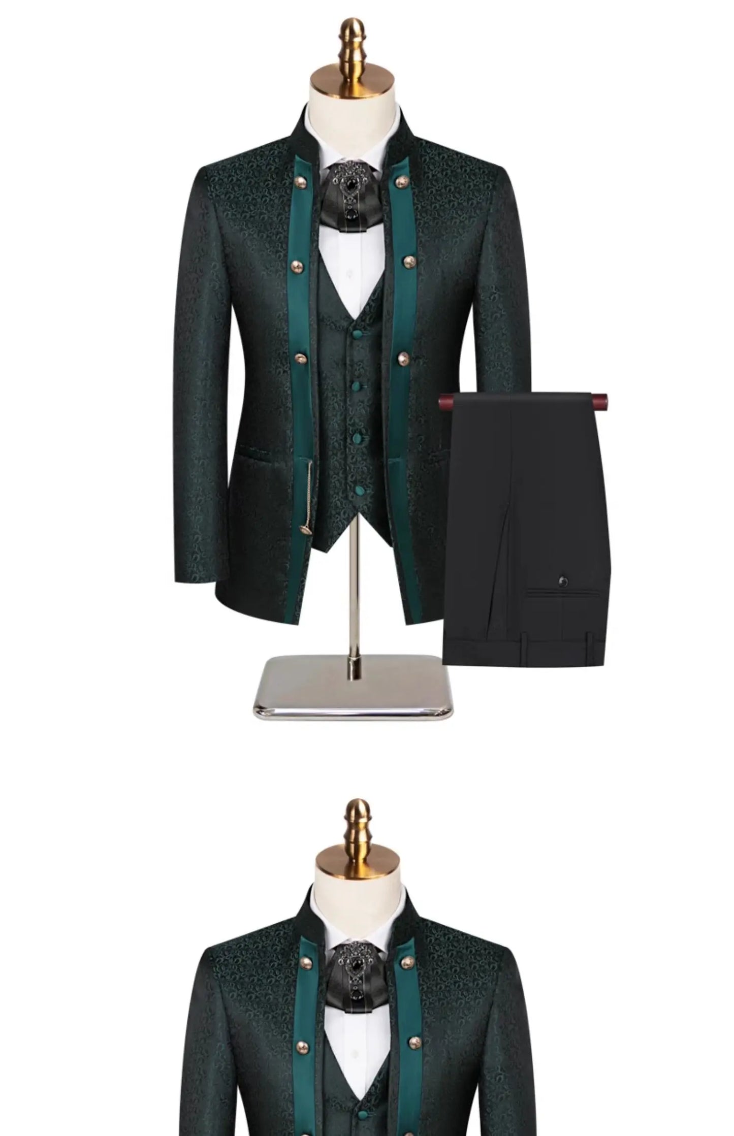 2025 New Wedding Host Performance Men's Suit Dress Three-piece Botanical Floral Pattern  Blazer  for Men with Pants and Vest