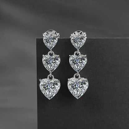 Certified 5cttw Full Moissanite Drop Earrings for Women Heart Cut Lab Diamond Stud Earring 925 Sterling Silver Fine Jewelry
