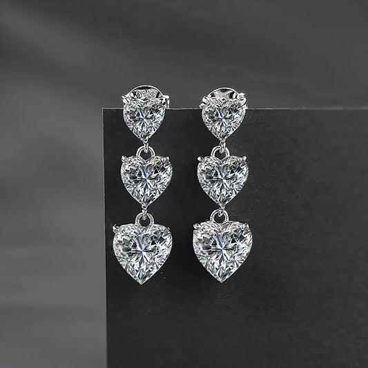 Certified 5cttw Full Moissanite Drop Earrings for Women Heart Cut Lab Diamond Stud Earring 925 Sterling Silver Fine Jewelry