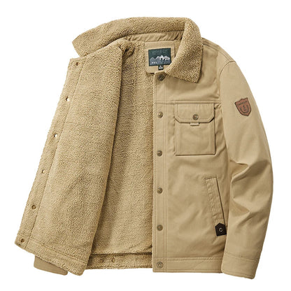 Men 2025 Winter New Fleece Thick Warm Jacket Men Fashion Casual Windproof Coat Men Autumn Outwear Outdoor Fur Collar Jacket Men