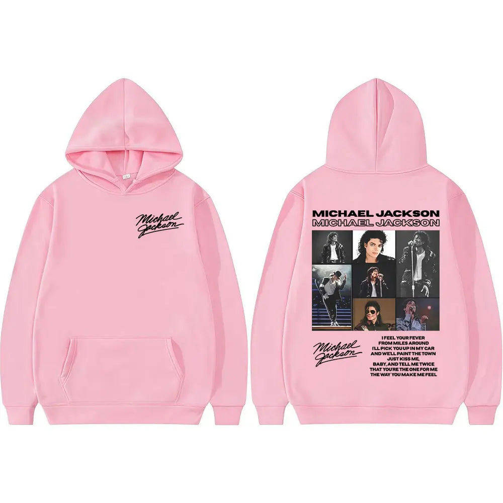 King of Pop Michael Jackson Tour Retro Hoodies Men's Clothing Harajuku Hip Hop Style Sweatshirts Casual Cozy Oversized Pullovers
