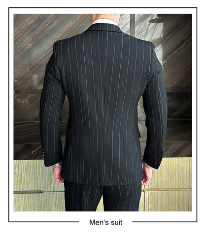 2025 High-Quality Wedding Suit Three-Piece Set Striped Business Casual Fashion Vest Trousers Ensemble Handsome Boutique Trend