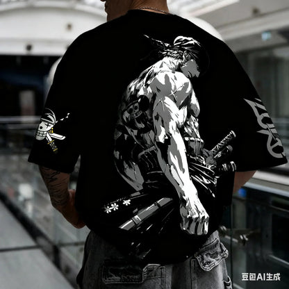 Anime Zoro ONE PIECE Harajuku Men Super Saiyan Vintage Summer T-shirt Loose Women Streetwear Casual Short-sleeved T Shirt Top