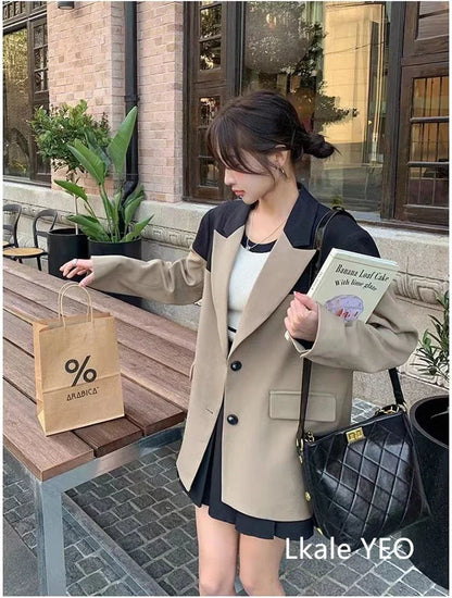Women's Blazer Jacket 2025 Spring Autumn Korean Temperament Casual Ladies Outerwear Versatile Fashion Female Suit Coat
