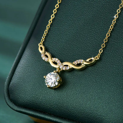 Sparkling 6.5MM Moissanite Necklace 14K Gold Filled Infinity Pendant Necklaces for Women Valentine's Day Jewelry Gift