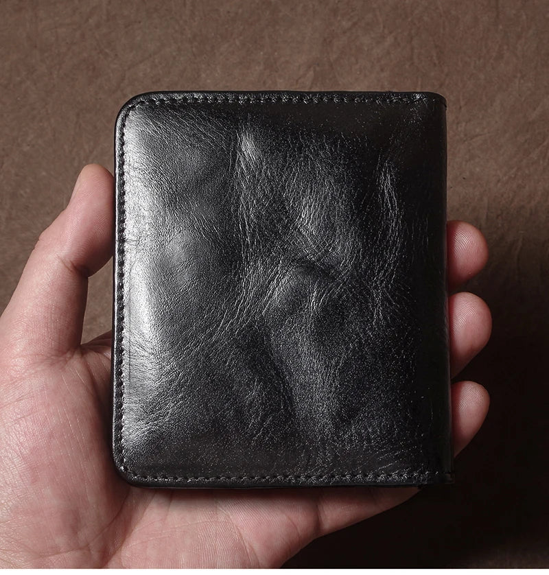Genuine Leather Wallet High Quality Multi-Card Slots Ultra Slim Lightweight Credit Card Holder Men Women Bifold Money Clip