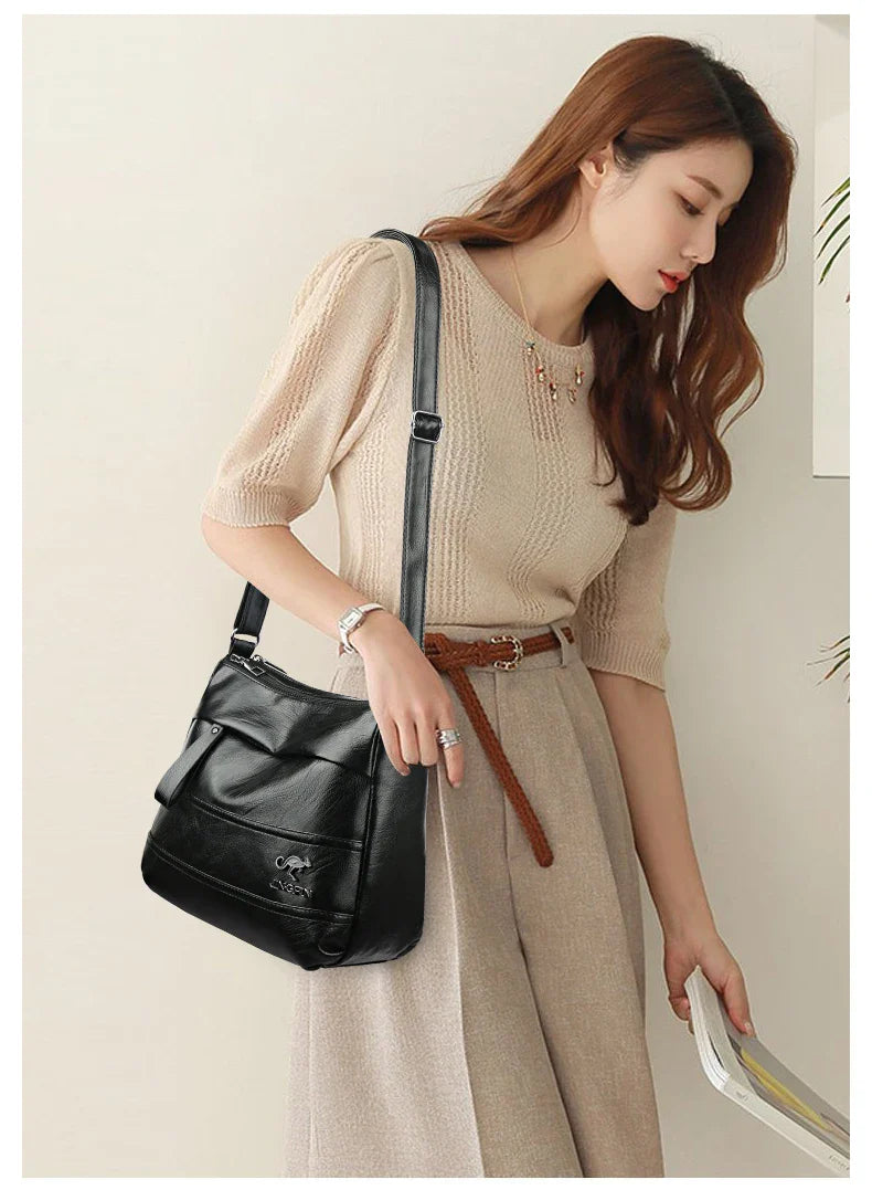 Elegant Leather One Shoulder Handbag Shopping Bag 2024 New Women's Fashion Handbag Sheepskin grain Beautiful Lady Crossbody Bag