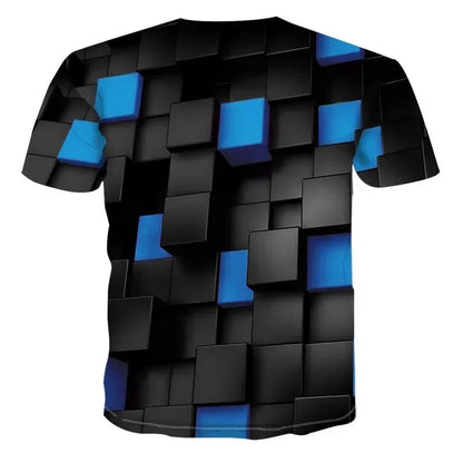 Men's 3D printed T-shirt, oversized loose fitting clothing for men, retro fashionable short sleeved top, fun and affordable roun
