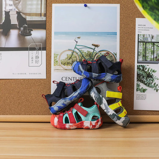 Baby Camouflage Sandals Boys Anti-kick Anti-slip Sport Sandals Girls Breathable Mesh Sandals