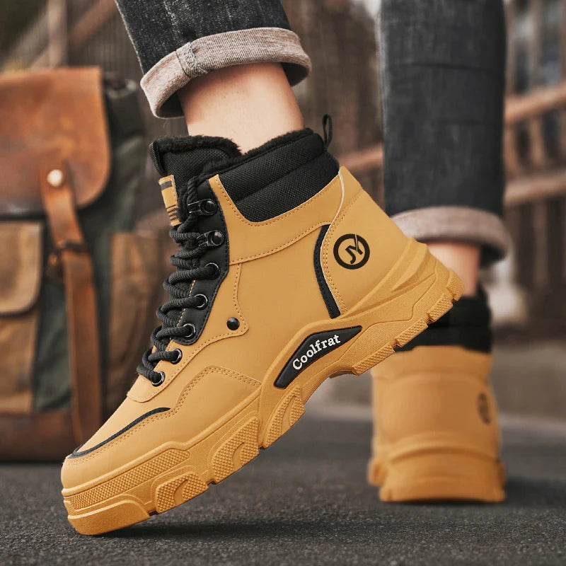 Mens Boots Casual Shoes Winter Platform Leather Designer Luxury Chelsea Cowboy Outdoor Work Safety Ankle Sneakers 2025