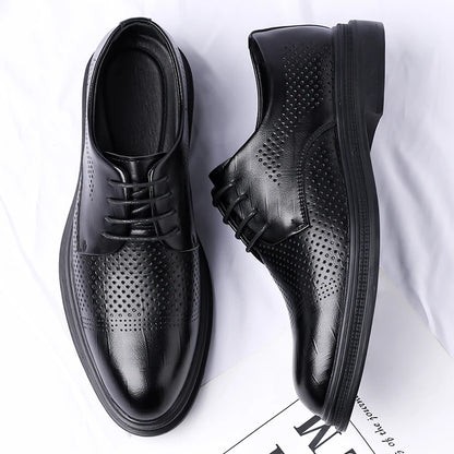 Men's Formal Leather Shoes Lace Up Breathable Non-slip Rubber Sole Lightweight Comfortable Dress Shoes Office & Special Occasion