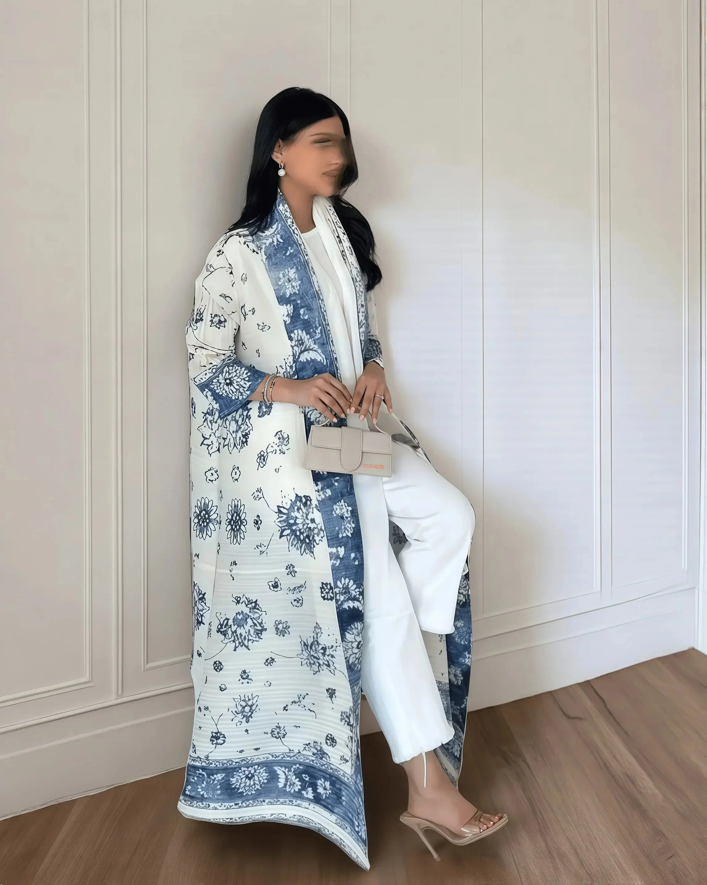 Women's Fold Miyake Pleated Abaya Long Sleeve Print Foldable Collar Robe Cardigan Coat New Winter Fashion Original Design 2026