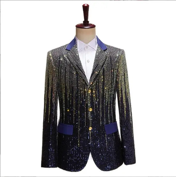 2026 New Men's Red Suit Jacket, Wedding Party Slim Dress Coat, Sequin Decoration Luxurious Blazers Blue Green Terno Masculino