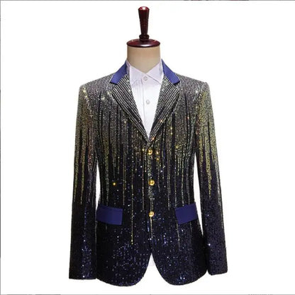 2026 New Men's Red Suit Jacket, Wedding Party Slim Dress Coat, Sequin Decoration Luxurious Blazers Blue Green Terno Masculino