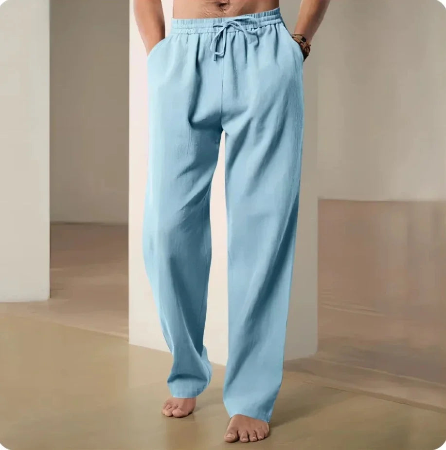 Cotton and Linen Pants Men Summer Straight Leg Casual Quick Drying Sports Pants Men Wide Leg Oversized Linen Pants 2025 New Item