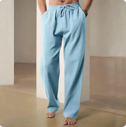 Cotton and Linen Pants Men Summer Straight Leg Casual Quick Drying Sports Pants Men Wide Leg Oversized Linen Pants 2025 New Item