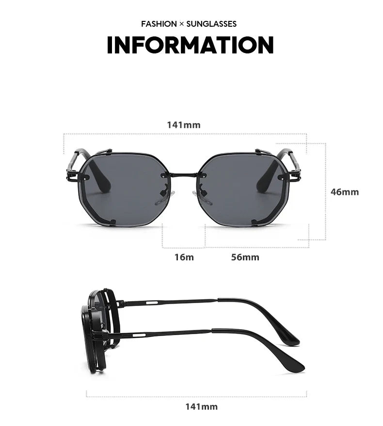 Square Punk Sunglasses For Men 2023 Luxury Steampunk Vintage Fashion Glasses Retro Shades Lunette De Soleil Homme Gafas De Sol