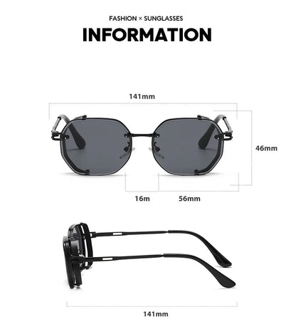 Square Punk Sunglasses For Men 2023 Luxury Steampunk Vintage Fashion Glasses Retro Shades Lunette De Soleil Homme Gafas De Sol