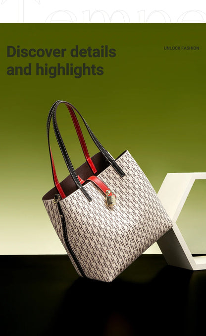 Tote Bag Spring Large Capacity Handbag Simple Beige 27x12x22cm
