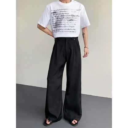 2023 New Black Suit Pants Men Fashion Social Mens Dress Pants Korean Loose Oversized Wide Leg Pants Mens Formal Trousers M-2XL