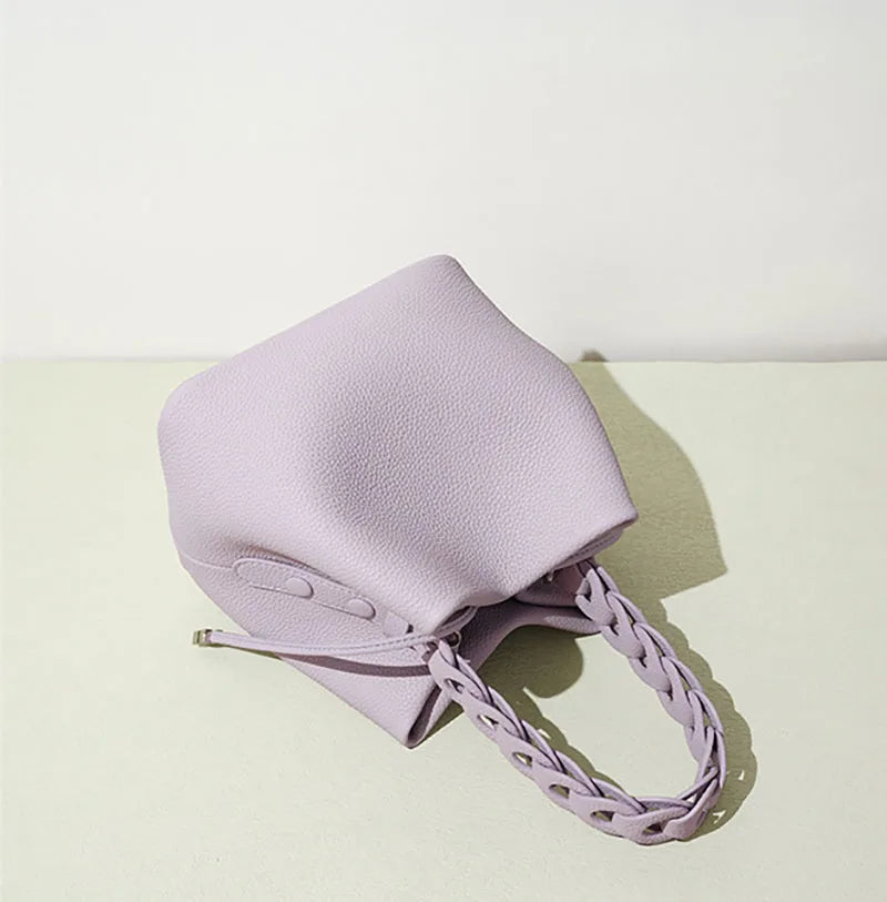 2026 New Genuine Leather Bucket Bag Summer Crossbody Shoulder Women's Tote Versatile Hobo  Handbag Spacious Casual Fashion