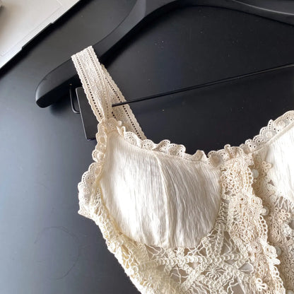 Lace Embroidery Vacation Camisole Summer 2026 Women Ins Sensual Gentle Versatile Top French Hollow Out Casual Tank Top