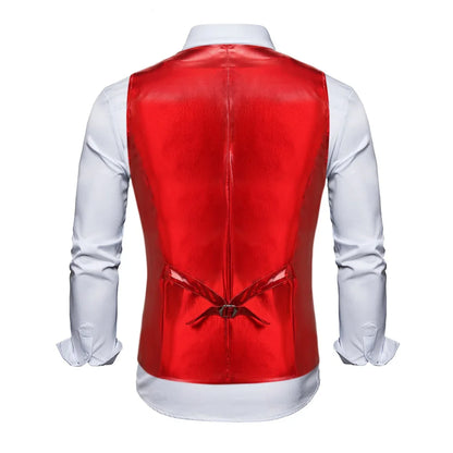 2025 New Gold, Silver, Pink, Purple Disco Glitter Vest for Men, Six Color Bright Men's Waistcoat with Bow Tie, Eur Size S-2XL