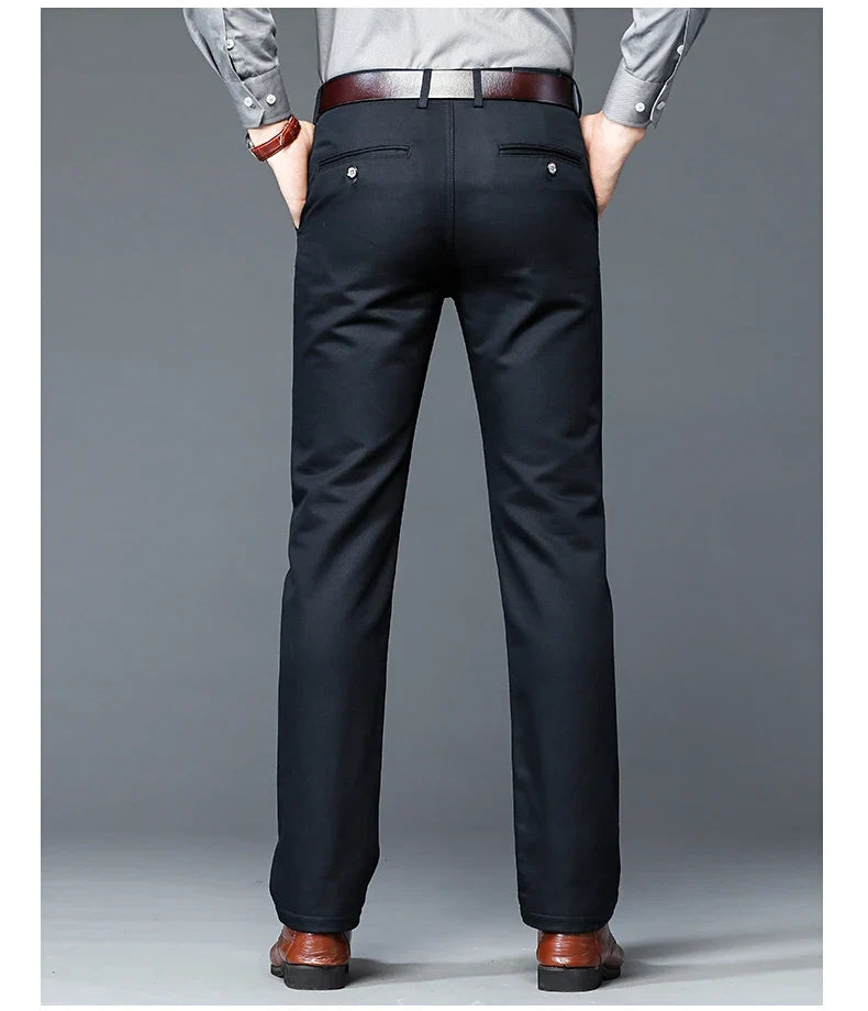 6 Colors Male Autumn Winter Casual Pants Chic Straight Formal Office Luxury Trousers Fashion Elastic Men Business Suit Pants